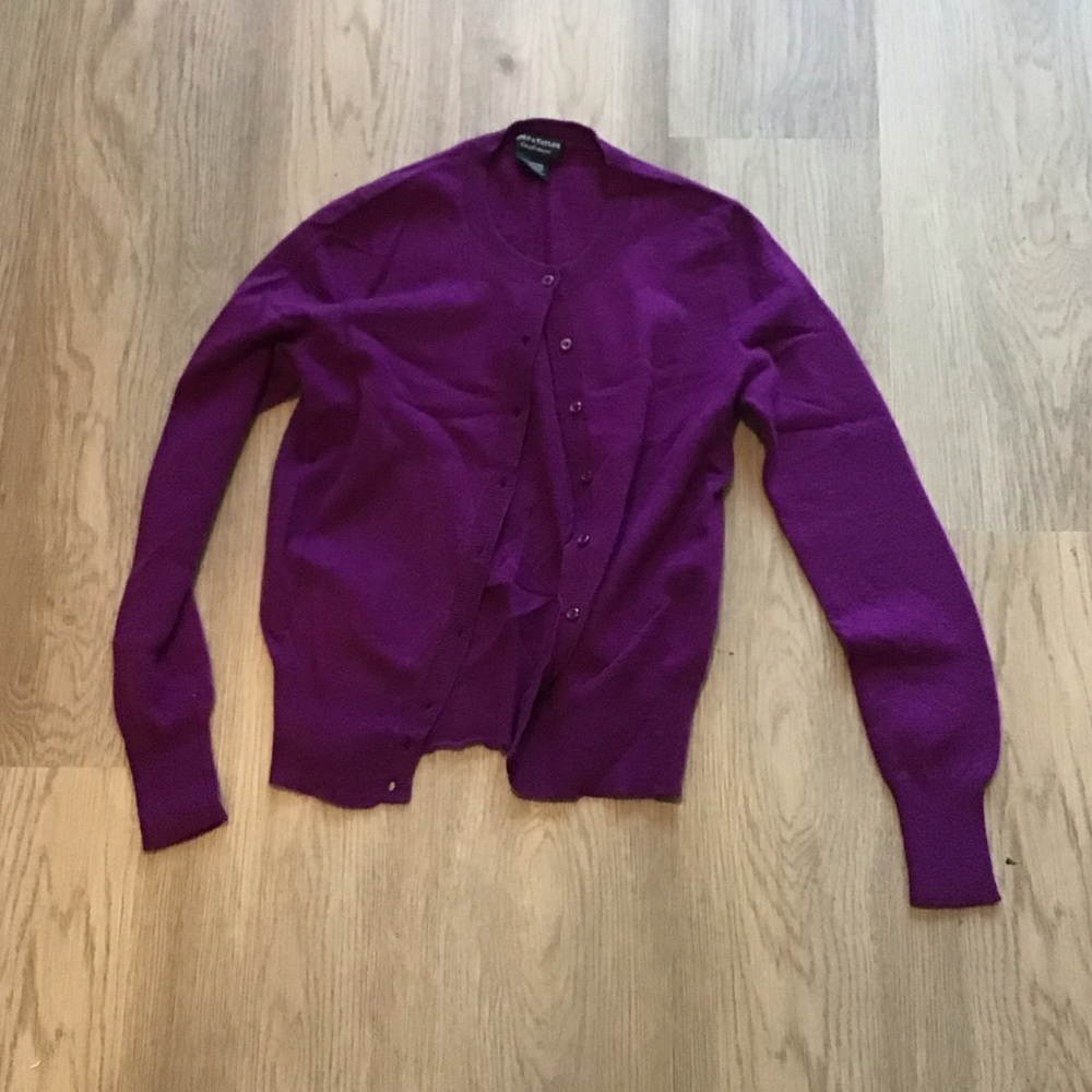 Lord & Taylor Rich Purple Cashmere Cardigan